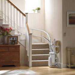 a staircase with a bend